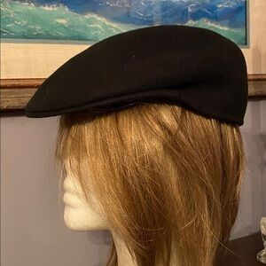Black Stetson newsboy style hat size M wool